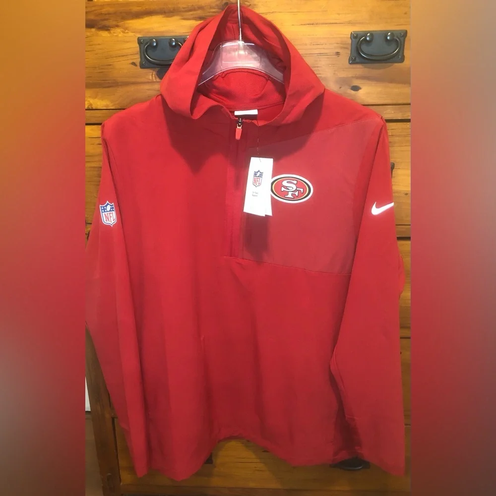 Nike NFL San Francisco 49ers Team Issued PE 1/2 Zip Anorak Jacket Red New